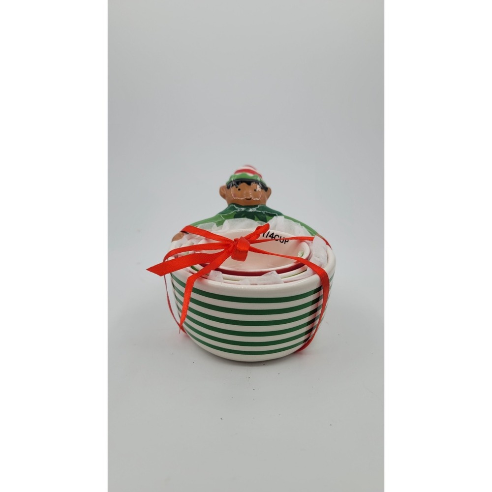 Walmart Holiday Time Christmas Elf Ceramic Measuring Cups Set